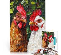 Puzzle 1000 pièces pour Adultes Portrait de Deux Poulets pour Le Jeu éducatif Challenge Toy Car C'est Un pour Toute la Famille 50x70cm