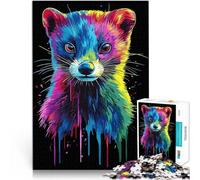 Puzzle 1000 pièces pour Adultes Portrait de Furet Pop Art Arc-en-Ciel Impossible avec des pièces de Formes aléatoires entièrement imbriquées 38x26cm