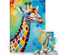 Puzzle 1000 pièces pour Adultes Portrait de Girafe coloré Entraînez Votre Cerveau et Vos Mains Super Cadeau 38x26cm