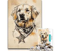 Puzzle 1000 pièces pour Adultes, Portrait de Golden Retriever, Jouet éducatif Anti-Stress, idéal comme Cadeau (Taille 38x26cm)