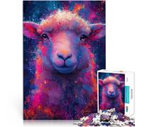 Puzzle 1000 pièces pour Adultes Portrait de Mouton coloré de Style Pop Art Casse-tête pour Cadeaux d'anniversaire 75x50cm