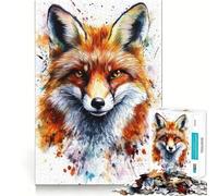 Puzzle 1000 pièces pour Adultes,Portrait de Renard à l'aquarelle,Jeu de mémoire Amusant,pièces Robustes et aux découpes nettes,Cadeau Unique pour soulager Le Stress (38x26cm)