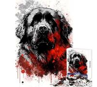 Puzzle 1000 pièces pour Adultes Portrait de Terre-Neuve Jeu Pratique défi Difficile décoration intérieure Jouet Cadeau d'anniversaire (38x26cm)