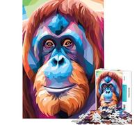 Puzzle 1000 pièces pour Adultes Portrait d'orang-outan coloré Jouet éducatif Jeu de rapidité Manuelle Idée Cadeau (Dimensions 75x50cm)