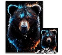 Puzzle 1000 pièces pour Adultes, Portrait d'ours Noir, idéal pour s'amuser en Famille, Jouer en Groupe ou pour Un Anniversaire 26x38cm