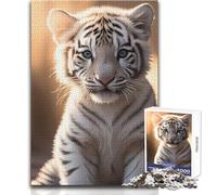Puzzle 1000 pièces pour Adultes - Portrait d'un bébé Tigre Blanc - Détente et Calme - Jeu d'intérieur - Découpe précise - Dimensions:50x75cm