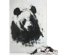 Puzzle 1000 pièces pour Adultes, Portrait Panda au Fusain, Puzzle en Bois pour Adultes et Adolescents de 14 Ans et Plus (1000 pièces, 75 x 50 cm)