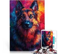Puzzle 1000 pièces pour Adultes Portrait Pop Art d'un Berger Allemand Jeu intellectuel est idéal comme Cadeau pour Toute la Famille 38x26cm