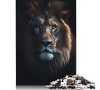 Puzzle 1000 pièces pour adultes, portrait royal de lion sombre, puzzles pour adultes et puzzles en bois, décoration de la maison, 1000 pièces (75 x 50 cm)