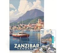 Puzzle 1000 pièces pour Adultes, Poster de Zanzibar, décoration Murale, Niveau de difficulté Difficile, Cadeau Unique pour Un Anniversaire ou Noël 50x75cm