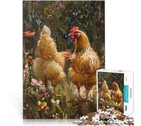 Puzzle 1000 pièces pour Adultes Poulets rustiques à la Campagne Analyse et logique avec Affiche et Feuille de Questions correspondantes 26x38cm