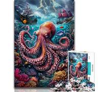 Puzzle 1000 pièces pour Adultes - Poulpe dans l'océan - Un défi à relever, mais Amusant et Humoristique - Cadeau d'anniversaire et de Noël Unique (38x26cm)