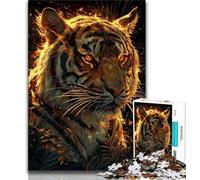 Puzzle 1000 pièces pour Adultes, pour Adolescents, Motif Tigre Flamboyant, décoration Murale Artistique et idée Cadeau d'anniversaire pour Amis, Bureau à Domicile (Taille 38x26cm)