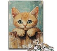 Puzzle 1000 pièces pour Adultes, pour Un Anniversaire, Un Bureau ou Un ami, décoration Murale Artistique, Motif Chat Mignon, 26x38cm