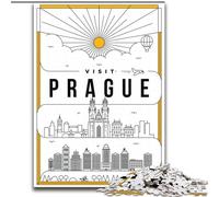 Puzzle 1000 pièces pour Adultes Prague République Tchèque Jeu Familial Soulagement du Stress Défi Difficile Convient aux Couples (26x38cm) 1000 pièces