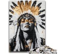Puzzle 1000 pièces pour Adultes Princesse Indienne dorée Jouets éducatifs et éducatifs Décoration intérieure Unique et Cadeaux pour 14 Ans et Plus 26x38cm