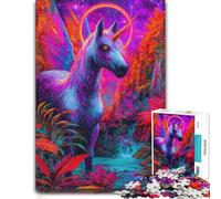 Puzzle 1000 pièces pour Adultes, Psychedelic Unicorn in a Vibrant Forest | Passe-temps relaxant en intérieur les dimanches au calme, pour une pause sans écran.