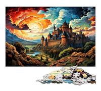 Puzzle 1000 Pièces pour Adultes Psychédélique Coloré du Château de Carcassonne Puzzle en Papier pour Adultes Jeu Éducatif de 1000 Pièces (38x26cm)