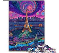 Puzzle 1000 pièces pour Adultes Psychédélique Eiffel, Aide Le Cerveau à exercer des Jouets addictifs pour cultiver la Patience Décoration Parfaite (Taille 26x38cm)