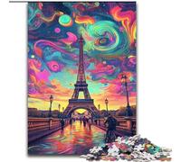 Puzzle 1000 pièces pour Adultes Psychédélique Eiffel, Jouets éducatifs, Jeux Anti-Stress, Interaction Parent-Enfant (Taille 26x38cm)