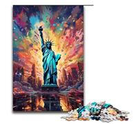 Puzzle 1000 pièces pour Adultes psychédélisme coloré de la Statue de la Liberté Puzzle Familial Amusant avec Affiche Assortie et fiche de Questions-réponses (1000 pièces 75 x 50 cm)