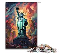 Puzzle 1000 pièces pour Adultes psychédélisme coloré de la Statue de la Liberté Puzzle Familial Amusant avec Affiche Assortie et fiche de Questions-réponses (1000 pièces 38 x 26 cm)