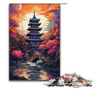 Puzzle 1000 pièces pour Adultes psychédélisme coloré de pagode Traditionnelle Puzzle en Bois Jeu éducatif pour Adultes Jouet de défi 1000 pièces (38 x 26 cm)