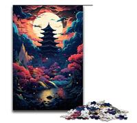 Puzzle 1000 pièces pour Adultes psychédélisme coloré de pagode Traditionnelle Puzzle en Bois pour Adultes et Enfants Outil de soulagement du Stress 1000 pièces (75 x 50 cm)
