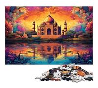 Puzzle 1000 pièces pour Adultes Psychédélisme coloré du Taj Mahal en Inde Puzzle Décoration Murale Excellent Cadeau pour et Adolescent de 14 Ans et Plus 1000 pièces (38 x 26 cm)