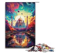 Puzzle 1000 pièces pour Adultes Psychédélisme coloré du Taj Mahal en Inde Puzzle Jeu Pratique Décoration intérieure Unique et Cadeaux 1000 pièces (38 x 26 cm)
