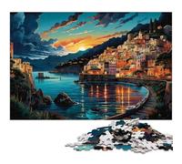 Puzzle 1000 pièces pour Adultes psychédélisme coloré sur la côte amalfitaine Jeu intellectuel Stimulant et Jeu Familial 1000 pièces (75 x 50 cm)
