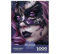 Puzzle 1000 Pièces pour Adultes Purple Gothic Masked Woman Puzzle Casse-tête Difficile, Idéal comme Cadeau pour Toute La Famille 52x38cm/1000pcs