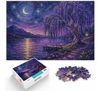 Puzzle 1000 pièces pour Adultes, Purple Willow Tree Under Starry Night Sky | Pour un loisir intérieur plus long : ce puzzle adulte 1000 pièces convient aux soirées et aux w nds.