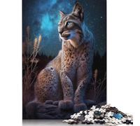 Puzzle 1000 pièces pour Adultes Puzzle 1000 pièces Lynx sous Le Ciel étoilé pour Adultes Jeu Difficile et Stimulant 1000 pièces (75 x 50 cm)