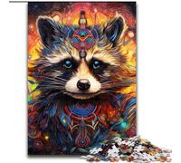 Puzzle 1000 pièces pour Adultes Puzzle Animal psychédélique Raton Laveur pour s'amuser en Famille Parfait pour Les Vacances, Les soirées de Jeux interactives (Taille : 26x38cm)