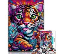 Puzzle 1000 pièces pour Adultes, Puzzle Animal psychédélique Tigre pour Adultes, Jeu Familial Anti-Stress, défi Difficile adapté aux Couples (Taille 75x50cm)