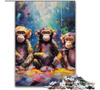 Puzzle 1000 pièces pour Adultes, Puzzle Animaux Trois singes, idéal pour Les Adolescents et Les collectionneurs, Cadeau de Voyage, activité familiale (Taille : 26x38cm)