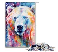 Puzzle 1000 pièces pour Adultes Puzzle Aquarelle Ours Polaire Jeu Stimulant Une œuvre d'art adapté aux Adolescents de 14 Ans et Plus 75 x 50 cm