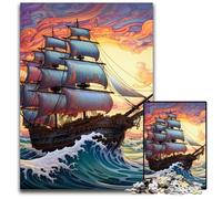 Puzzle 1000 pièces pour Adultes, Puzzle Bateau Pirate de la Galaxie, idéal pour Halloween, Noël, Anniversaire, 50x75cm / 19,68x29,52 Pouces
