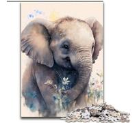 Puzzle 1000 pièces pour Adultes, Puzzle bébé éléphant Mignon en Carton, idéal pour Les Anniversaires, Halloween, Thanksgiving et Pâques, 1000 pièces(26x38cm)