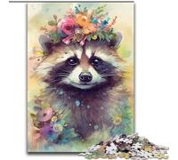 Puzzle 1000 pièces pour Adultes, Puzzle bébé Raton Laveur coloré en Carton, Casse-tête Stimulant pour Adolescents, Divertissement en Famille, Cadeau de décoration d'intérieur DIY 1000 pièces(26x38cm)