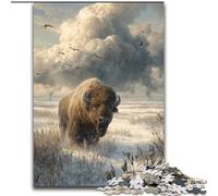 Puzzle 1000 pièces pour Adultes, Puzzle Bison des neiges, idéal pour Les Adolescents, Les Liens familiaux, Les Casse-têtes et la décoration d'intérieur DIY, 50x75cm