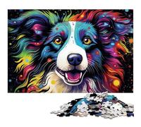 Puzzle 1000 pièces pour Adultes Puzzle Border Collie coloré Jeu Pratique Idéal pour Les Adolescents de 14 Ans et Plus 1000 pièces (38 x 26 cm)