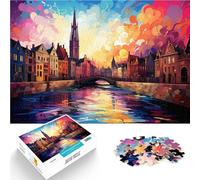 Puzzle 1000 pièces pour Adultes Puzzle Bruges Cartoon 26x38 cm avec Affiche Assortie et fiche de Questions pour Les 14 Ans et Plus