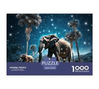 Puzzle 1000 pièces pour Adultes, Puzzle carré Animaux éléphants, pour Adultes et Adolescents, Puzzles en Bois, décoration d'intérieur, 1000 pièces (75 x 50 cm)