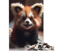 Puzzle 1000 pièces pour Adultes, Puzzle carré créatif, Mignon bébé Panda Roux Sauvage, Puzzles en Bois, décoration d'intérieur (75 x 50 cm)