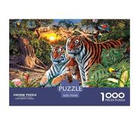 Puzzle 1000 pièces pour Adultes, Puzzle carré Deux Tigres, pour Adultes et Adolescents, Puzzles en Bois, décoration d'intérieur, 1000 pièces (75 x 50 cm)