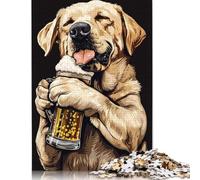 Puzzle 1000 pièces pour Adultes, Puzzle carré en Bois, bière Labrador, décoration d'intérieur, Cadeaux de Vacances, 1000 pièces (75 x 50 cm)