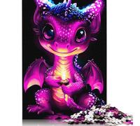 Puzzle 1000 pièces pour Adultes, Puzzle carré en Bois, Motif bébé Dragon Mignon, décoration d'intérieur, Cadeaux de Vacances, 1000 pièces (75 x 50 cm)