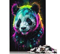 Puzzle 1000 pièces pour Adultes, Puzzle carré en Bois, Motif Panda néon, décoration d'intérieur, Cadeaux de Vacances, 1000 pièces (75 x 50 cm)